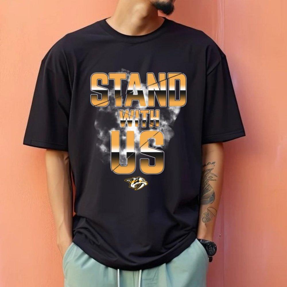 Nashville Predators Stand With Us Shirt, Unisex Style Shirt, Black Cotton Tee